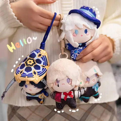 12cm 사랑스러운 Genshin Impact Wanderer Furina Lyney Lynette 인형 귀여운 가방 펜던트 열쇠 고리 박제 만화 그림 봉제 인형 선물