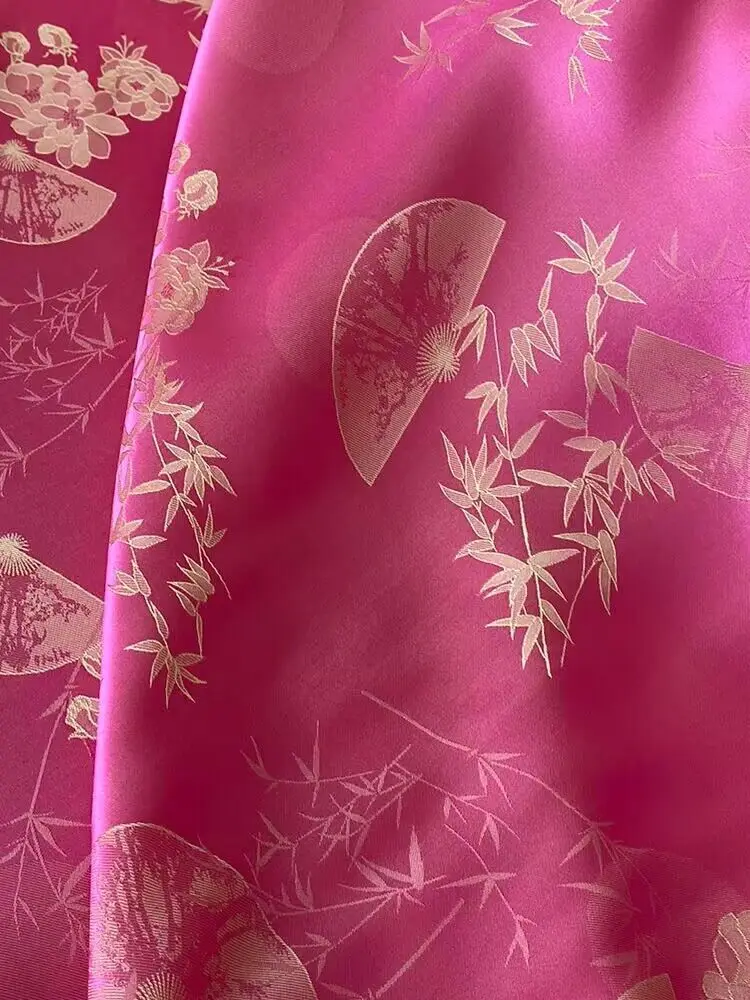 

Jacquard Satin Real Silk Interwoven Fabric Summer Quiet Heavy Crepe Cheongsam Hanfu Chinese Style Handmade