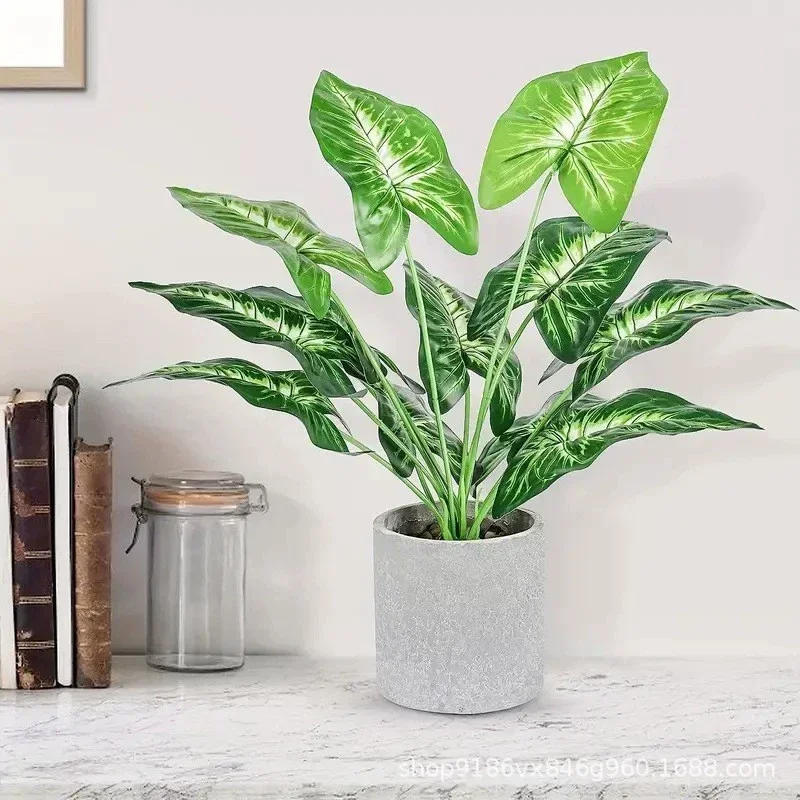 

Small Fake Plant Calla Lily Apple Leaf Artificial Pot Fake Plant, Suitable for Office Table Shelves Bathroom Home Decoration