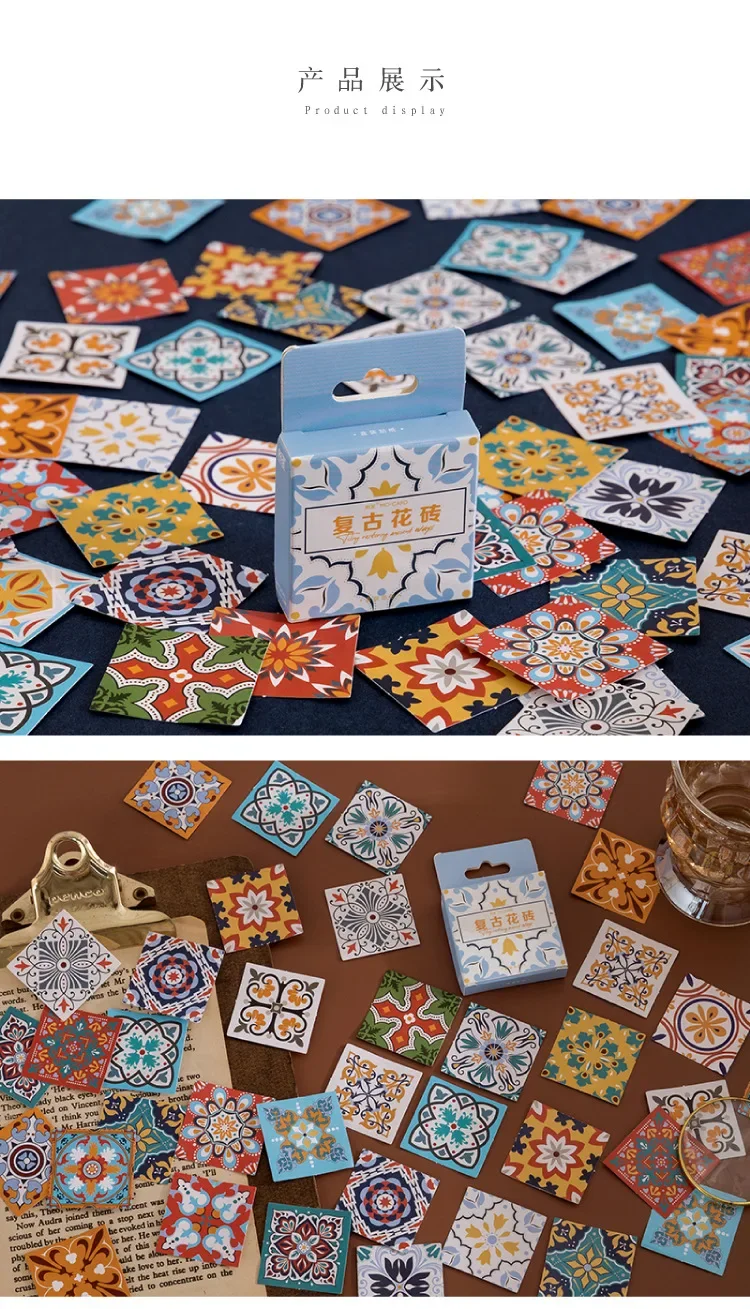 46 pcs/box Retro tiles Decorative Stickers Scrapbooking diy Stick Label Diary Stationery Album Journal Sticker