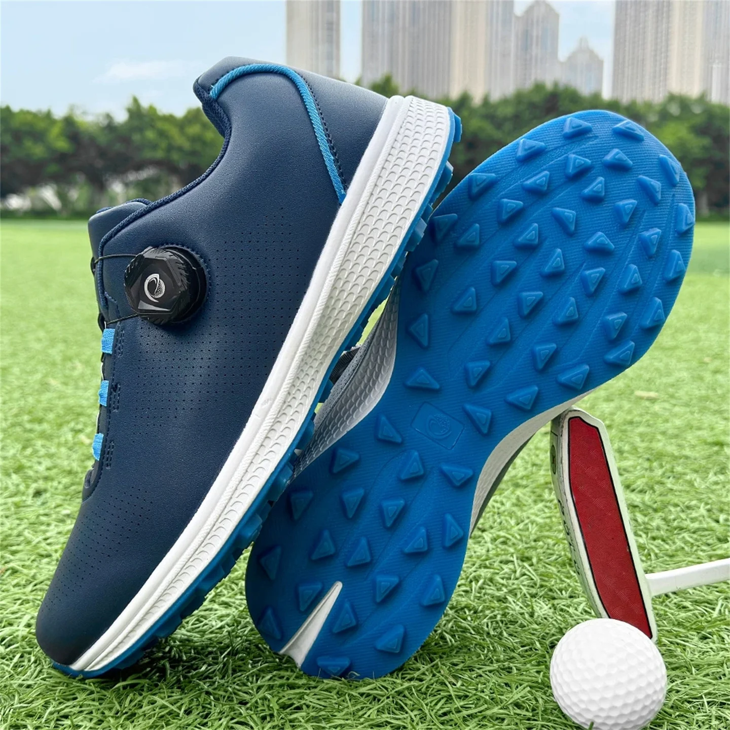 Large Size Men's Golf Shoes  Breathable, Comfortable Athletic Sneakers Outdoor Sports Anti-Slip Training Spiked Shoes
