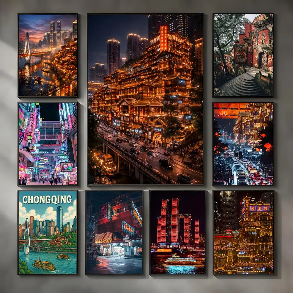 Vibrant Atmospheric City C-Chongqing Poster Modern Interior Wall Decor & Trendy Home Highlights