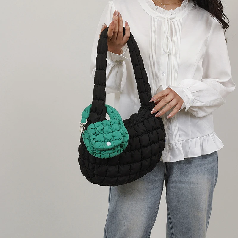 

Trend Designer Pleated Cloud Bag Lady Mini Hobo Bag Simple LightWeigh Nylon Handbag Accessory Coin Purse Designer Puffy Bag