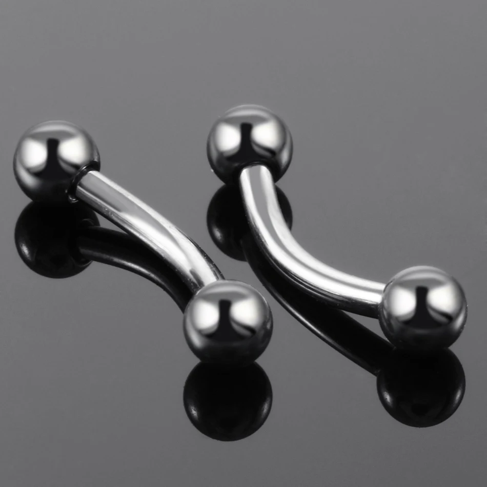 1PC G23 Titanium Vertical Labret Piercings External thread Curved Barbell Tongue Eyebrow Lip Ear Helix Piercings Body Jewelry