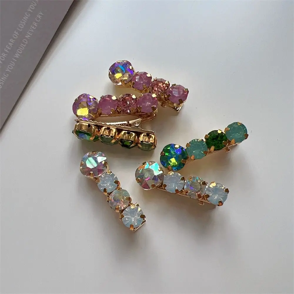 Luxury Colorful Crystal Gem Bang Clip Sweet Cute Female Beads Duckbill Clip Simple Creative Grils Party Small Side Clip