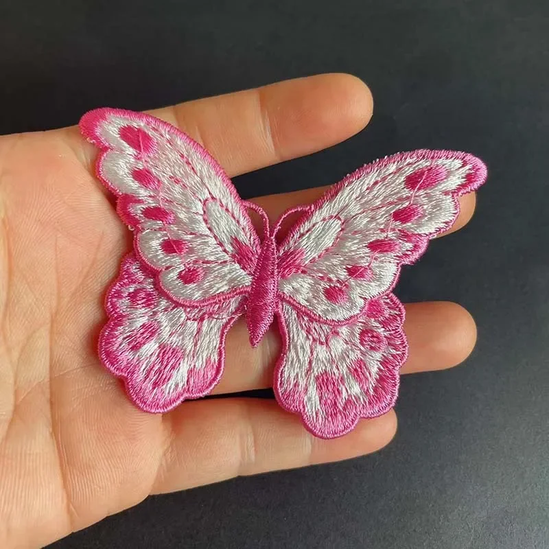 High-quality Retro Colorful Fabric Butterfly Double Layer Water-Soluble Embroidery Applique Sewing Patches for Clothing,Dresses