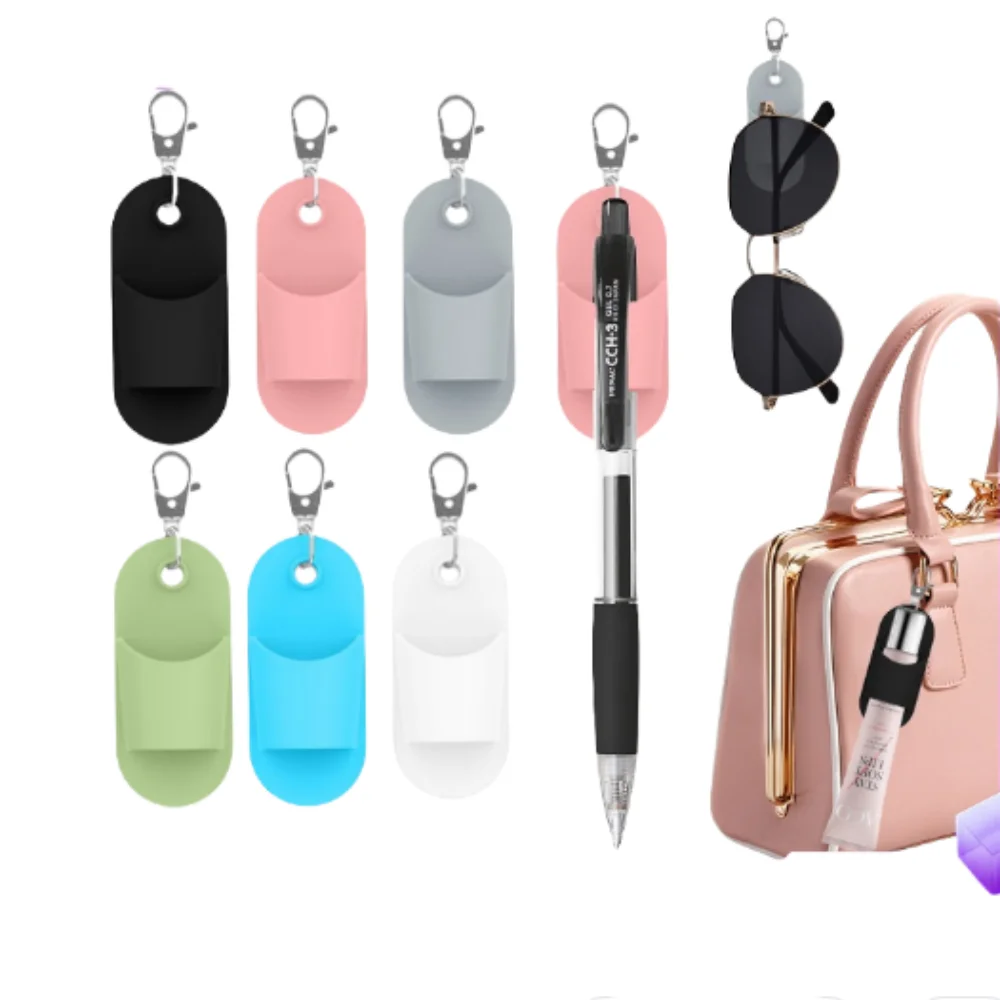 

Silicone Pen Clip Keychain Portable Clip-on Lip Balm Keychain Cap Holder Fashion Anti-lost Glasses Clip for Bag Pendant Office