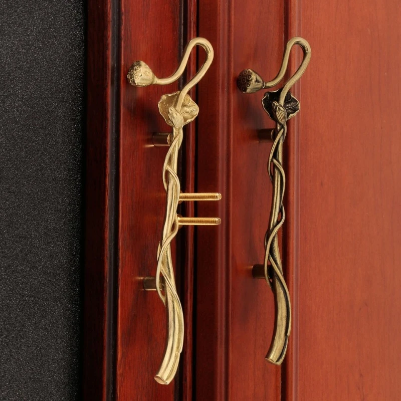 Brass Door Handle, Lotus Root Lotus Flower Wardrobe Drawer, Copper Handle, Home Decoration Cabinet Door, Decoration Accessories