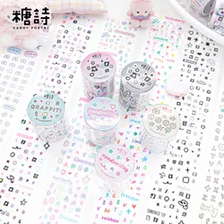 MINKYS-Cinta adhesiva de mano Kawaii para tienda, pegatinas de letras coloridas, símbolos de dibujos animados, personajes decorativos creativos