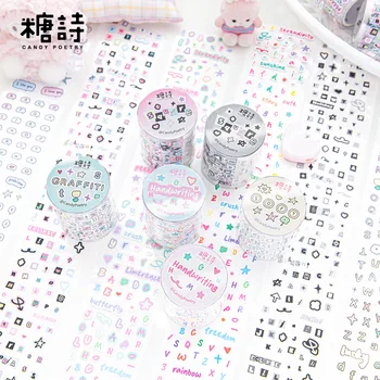 MINKYS Kawaii sevimli el çadır bant Sticker renkli mektup semboller karikatür yaratıcı dekoratif karakterler çıkartmalar