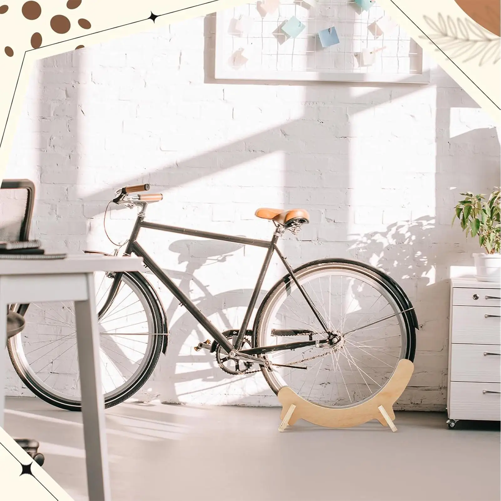 Floor Bike Rack 4 Adjustable Wheel Slots Wooden Bicycle Holder Bike Floor Rack For Home Dorm Office Garage Apartment Shop Indoor