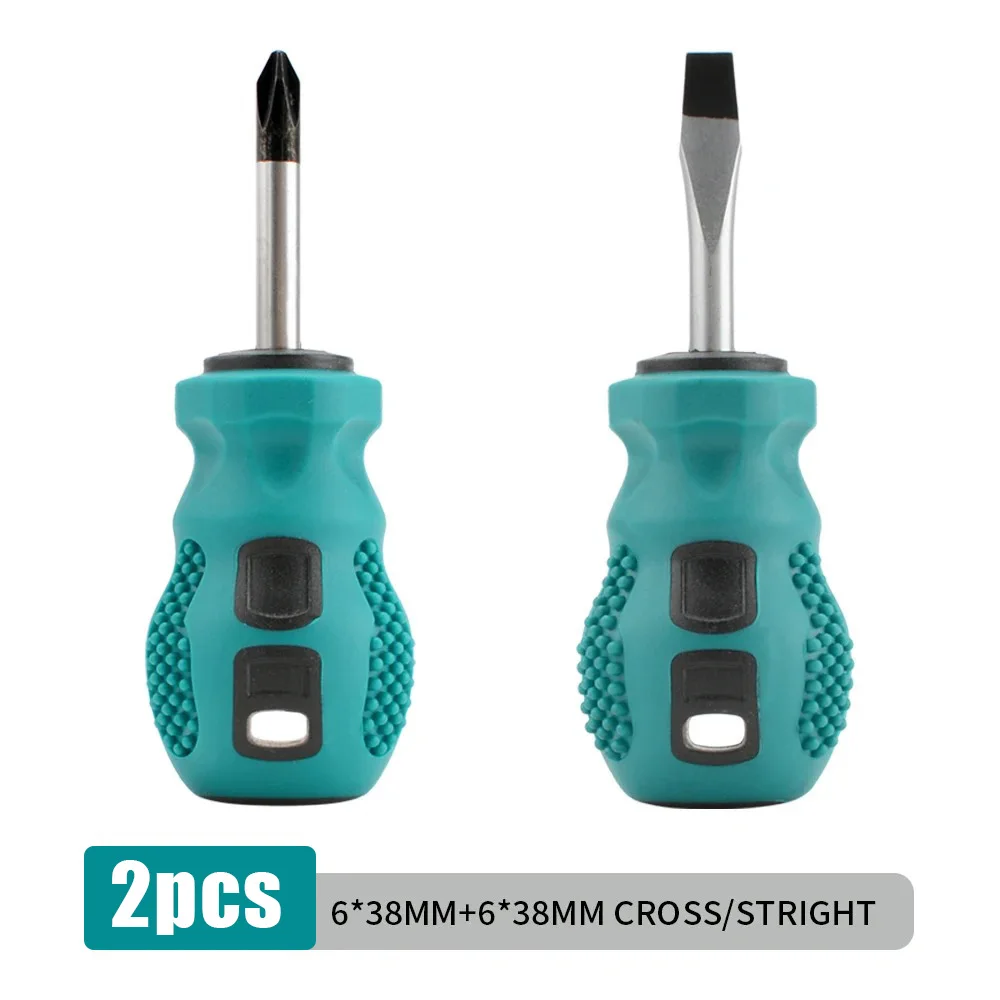 2-piece 6×38mm screwdriver set, including Phillips and flathead screwdrivers, precision hand tool set.