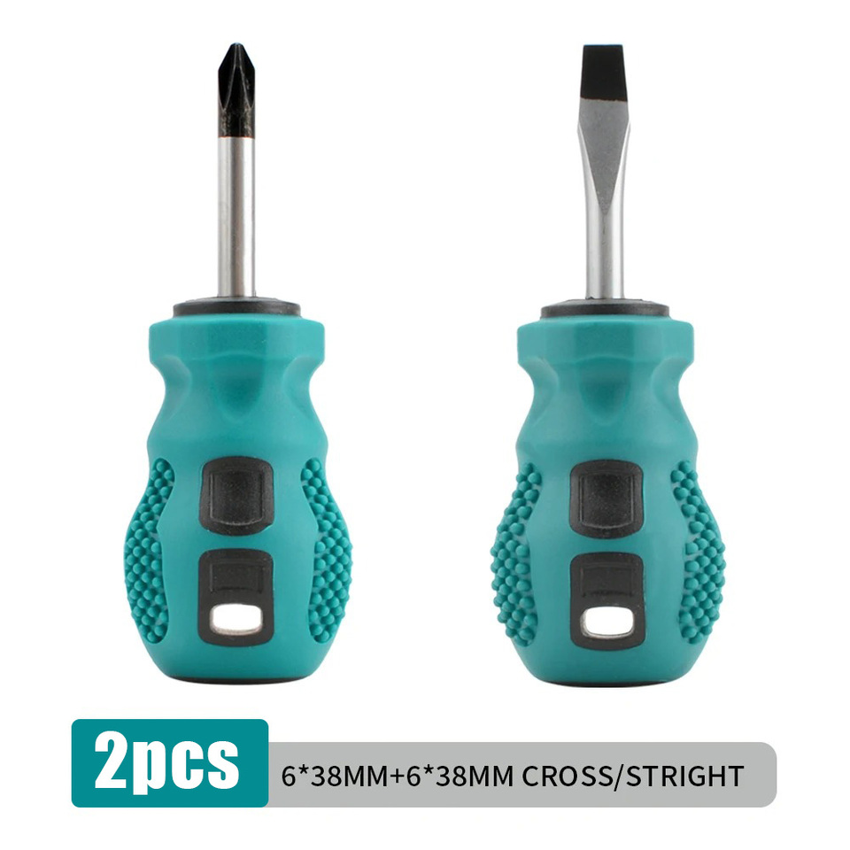  2-piece 6×38mm screwdriver set, including Phillips and flathead screwdrivers, precision hand tool set. 