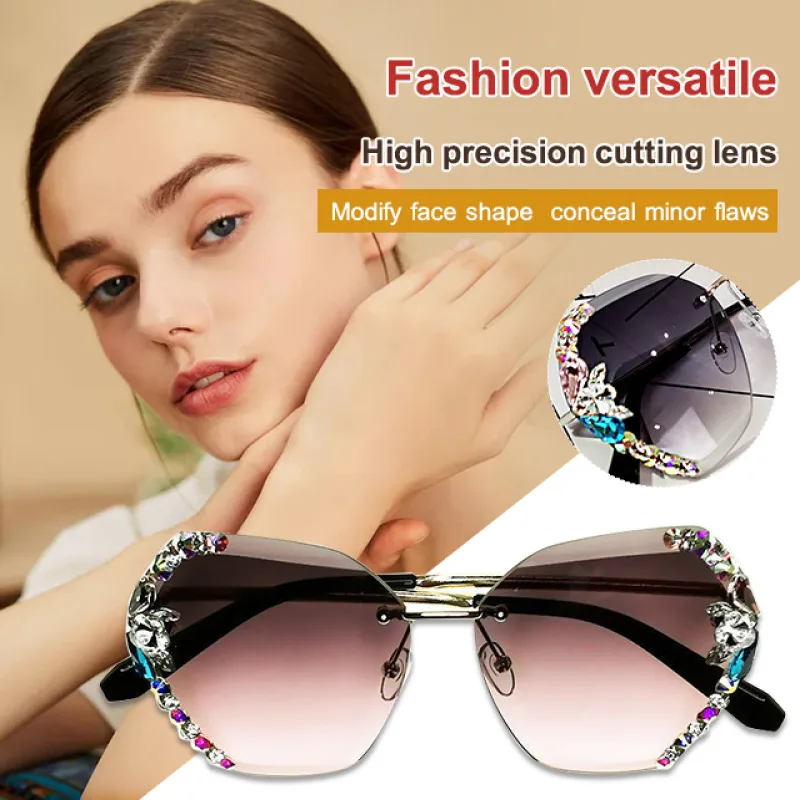 Women's Rhinestone-Studded Anti-UV Glasses Sunglasses