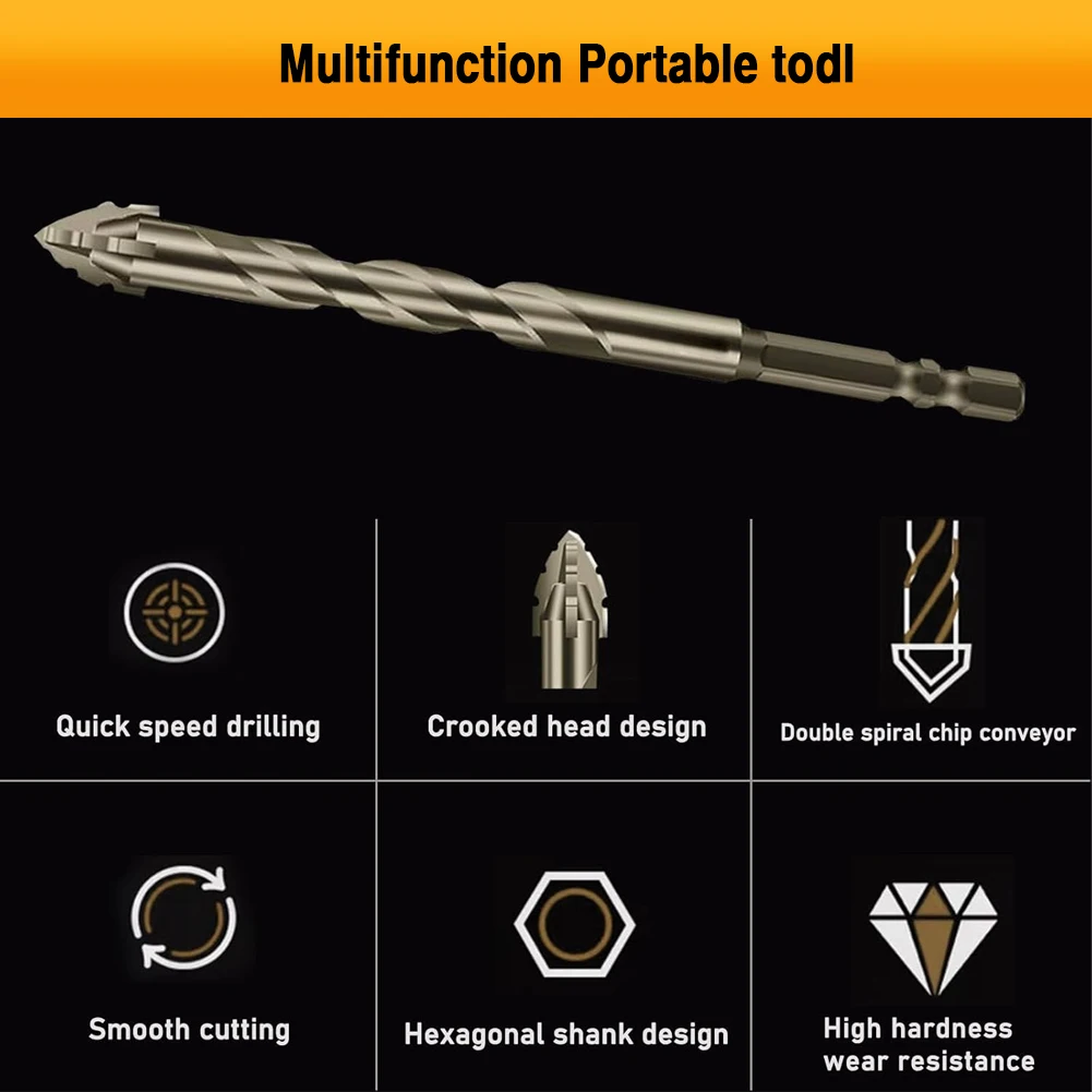 Broca excéntrica dentada de cuatro filos, 7 Uds., brocas excéntricas de cabeza inclinada multifuncional, 3/4/5/6/8/10/12 Mm para madera y Metal
