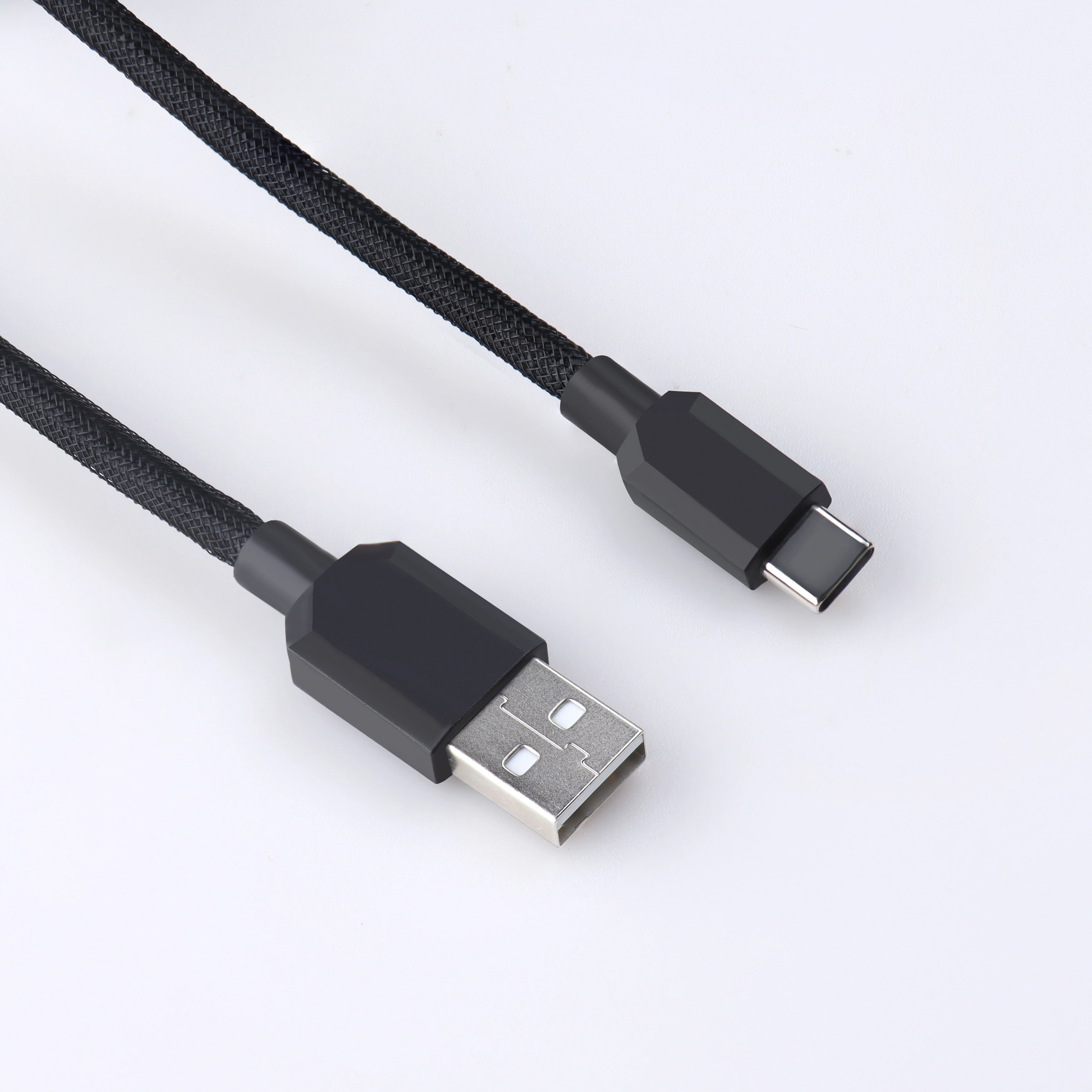 【LANO】Black Type C to USB Coiled Cable USB C Fast Charger Coiled Keyboard Cable Detachable Connector Use for Mechanical Keyboard