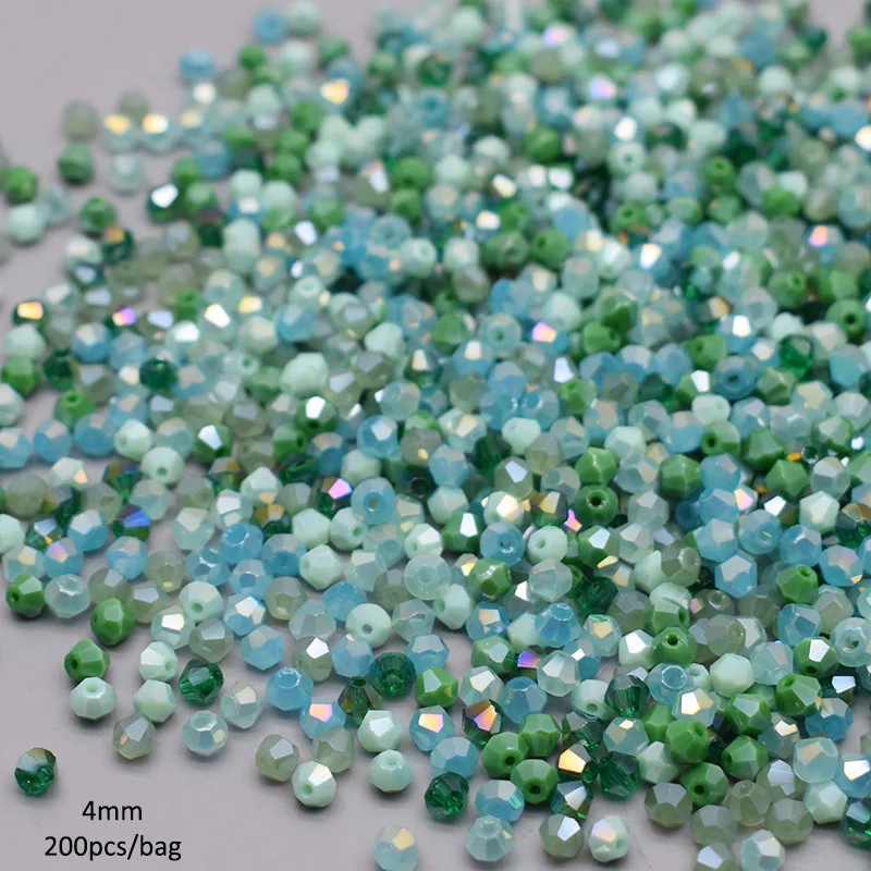 4mm 200pcs/bag New Color Bicone Crystal Glass Beads Loose Spacer Beads Austria Faceted Crystal Beads For Jewelry Making DIY
