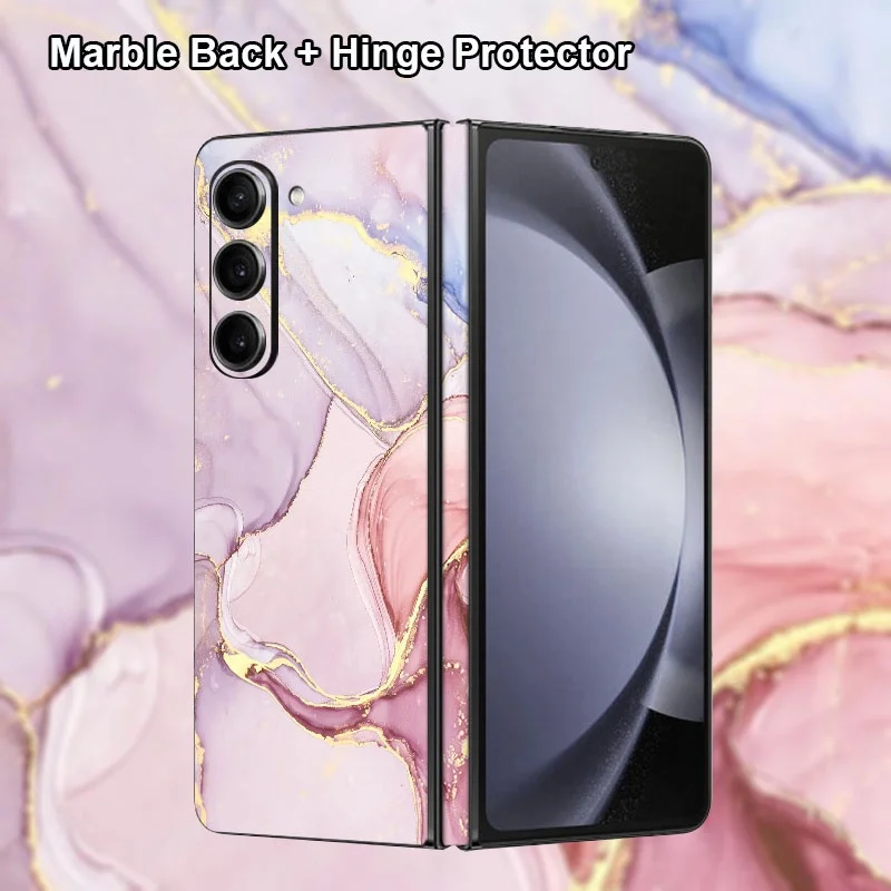 

Colorful Marble Grain Decal Skin For Samsung Galaxy Z Fold 5 4 3 2 Back + Hinge Screen Protector Film Cover 3M Wrap Sticker