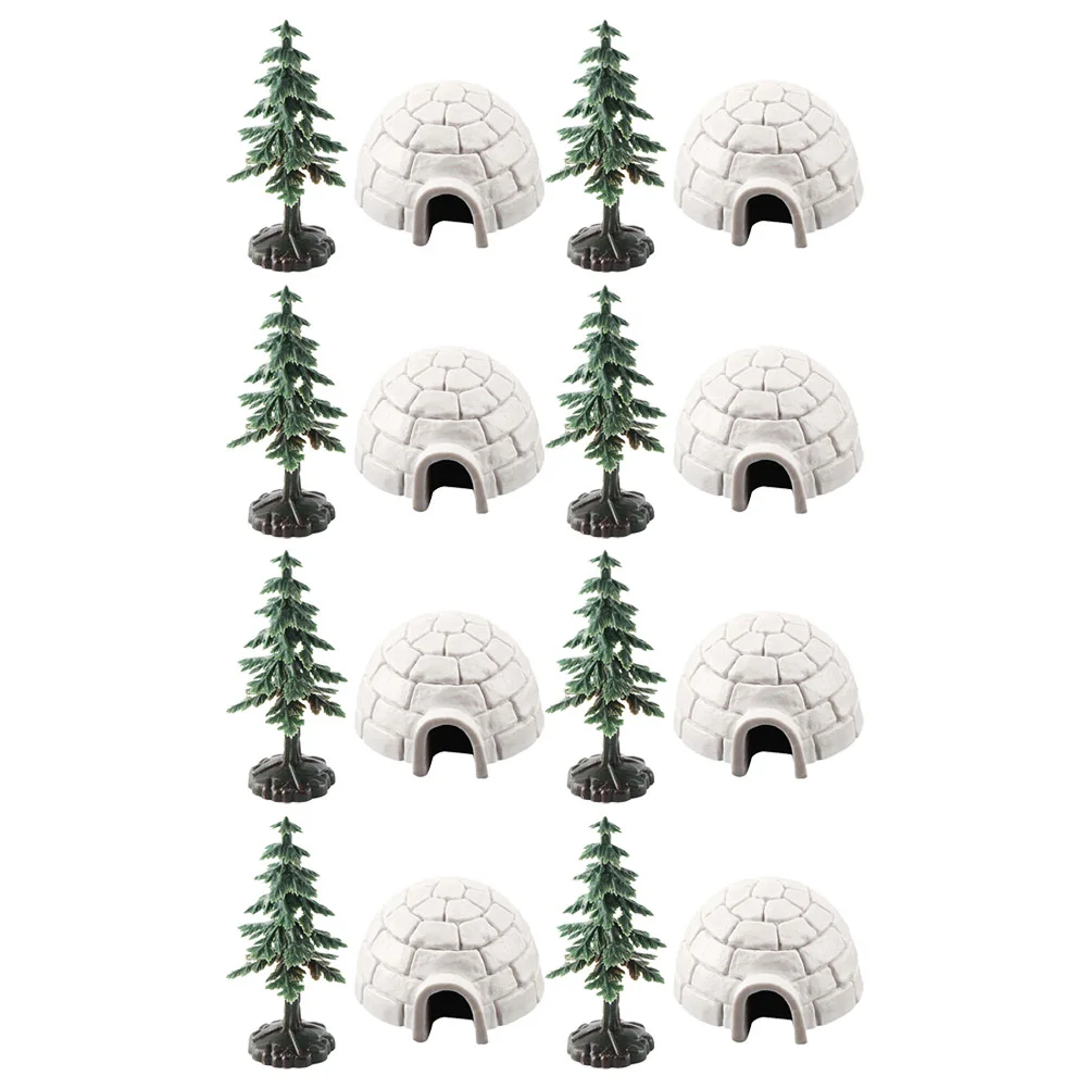 Igloo Model Mini Christmas Tree Ice House Figurines Farm Photo Ornament Picture Plastic Models Decor