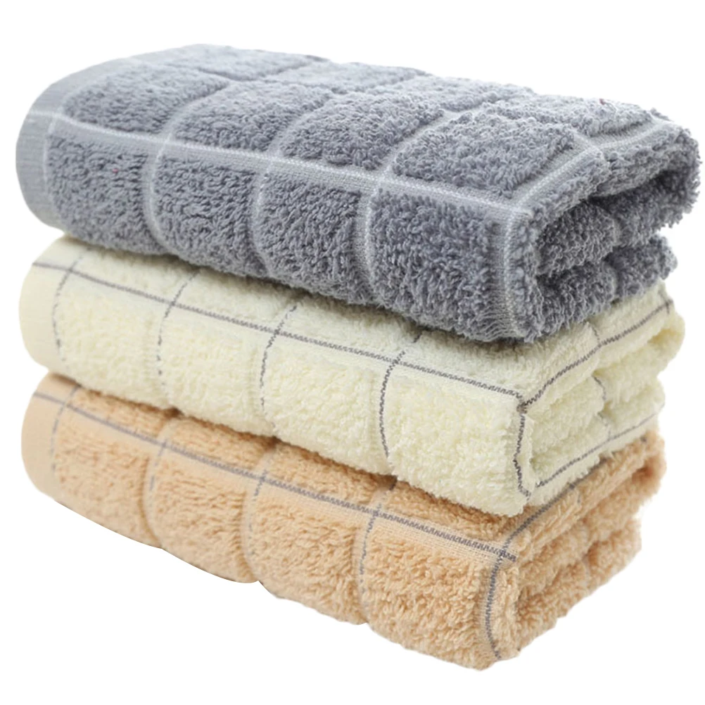 

3Pcs Pure Towels 75x35cm Towels Washcloths Soft Plaid Design EcoFriendly Washcloths For Face Bath H Face Kitchen Use