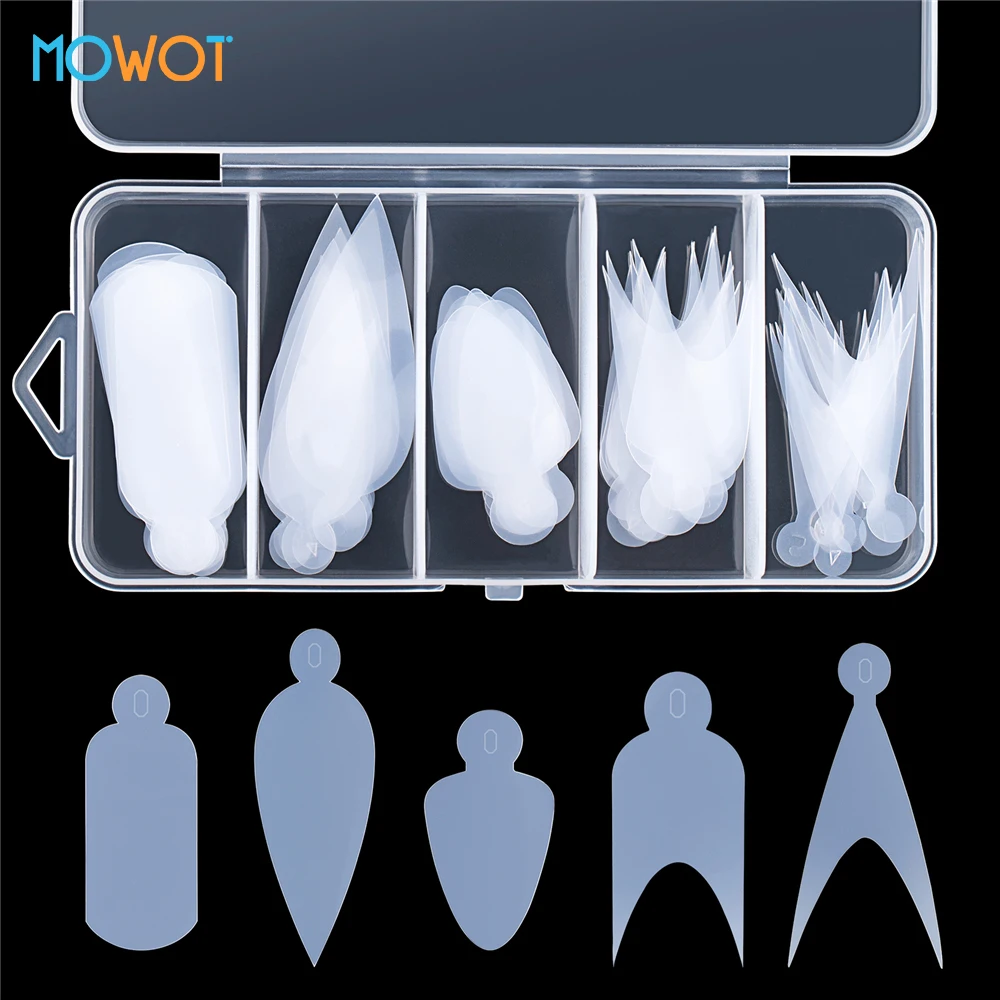 MOWOT Dual Form Nail Silicone Pads 60pcs Soft Reusable French Nail Stickers for Nail Extension Quick Building Gel Mold Nail Tool
