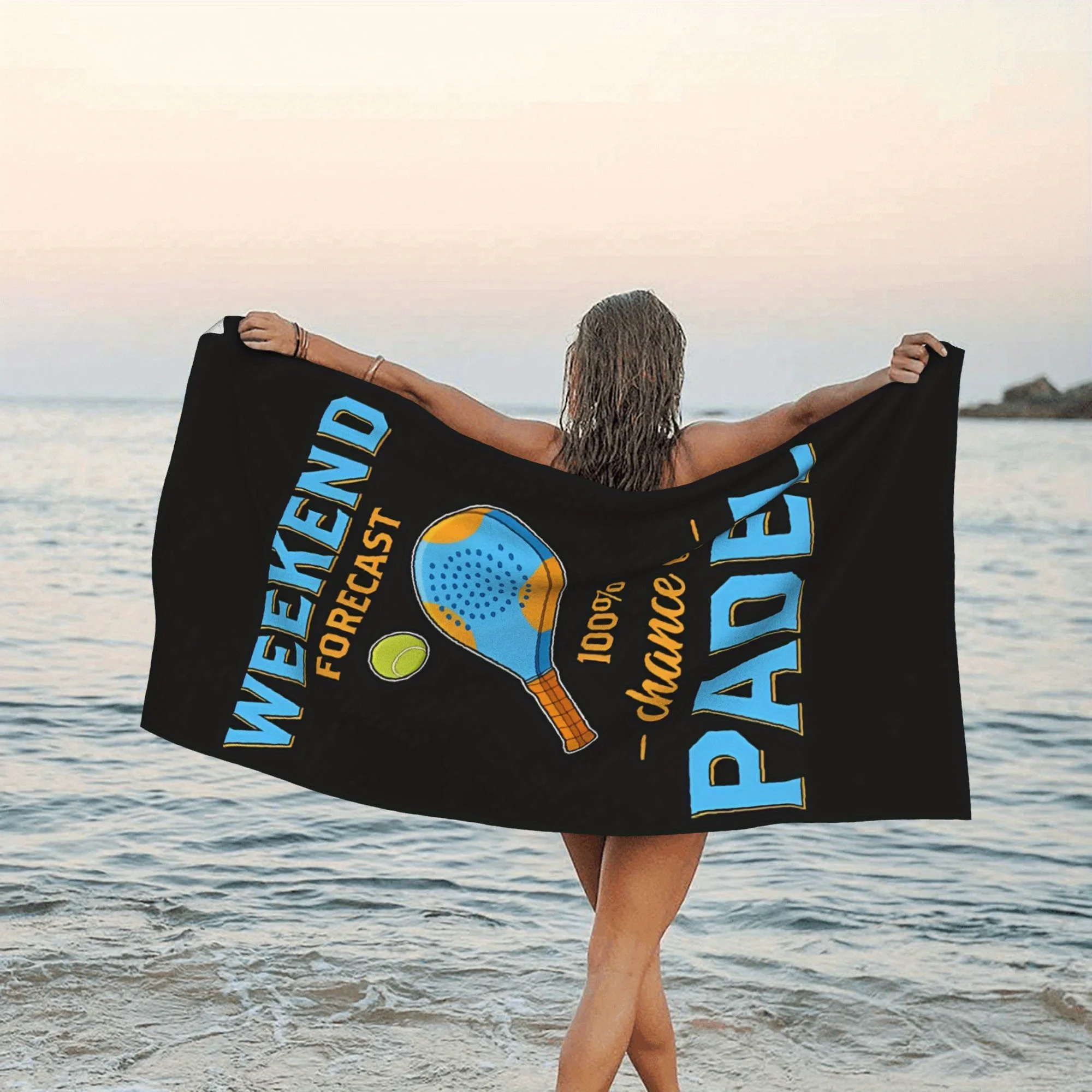 Customize 1pc Soft Swim Towel with Weekend Forecast Paddle Tennis Padel Print Perfect for Summer Travel and Shower Use Travel To