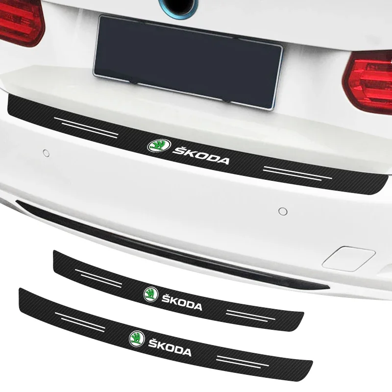 

1pcs Carbon Fiber Car Rear Bumper Load Edge Protector Sticker for Skodas Octavia Kodiaq Fabia Rapid Superb A5 A7 2 Kamiq Karoq