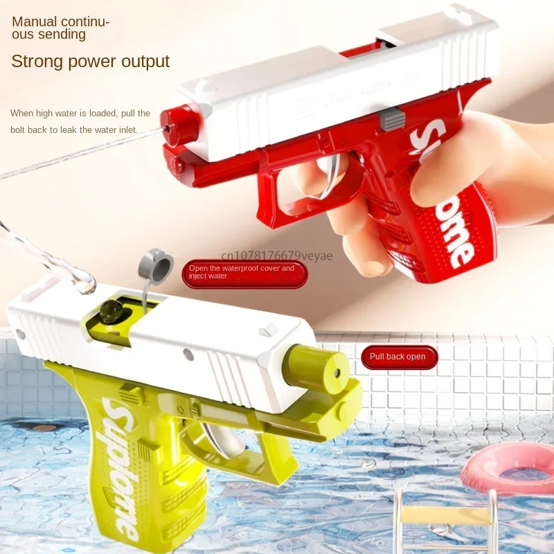 2024 Children\'s Water Gun, Manual Continuous Glock  Water Gun, Boys and Girls Play Bucket Cooling Toys in Summer Water Gun