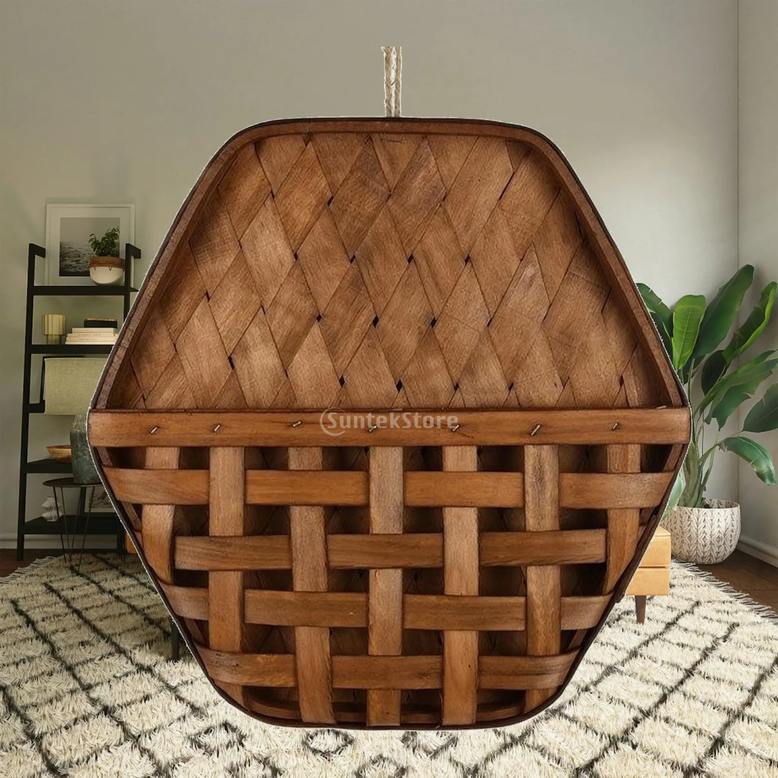 Hexagonal Wall Basket Openwork Home Decor Decorative Storage
