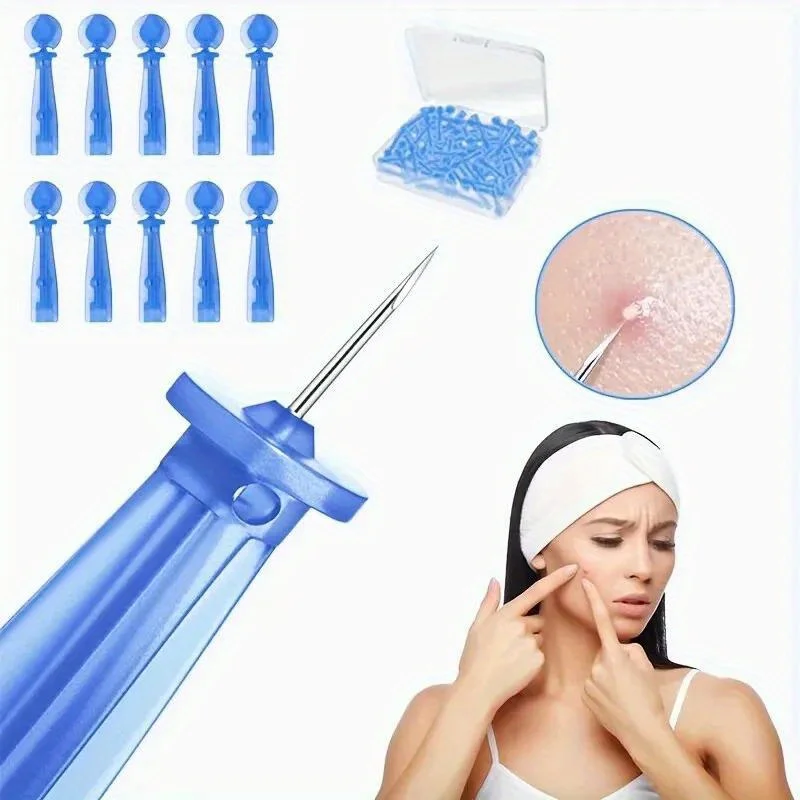 50/100 pces removedor de cravo descartável acne agulhas removedor de cravo ferramenta remoção e limpeza facial agulhas de aço inoxidável