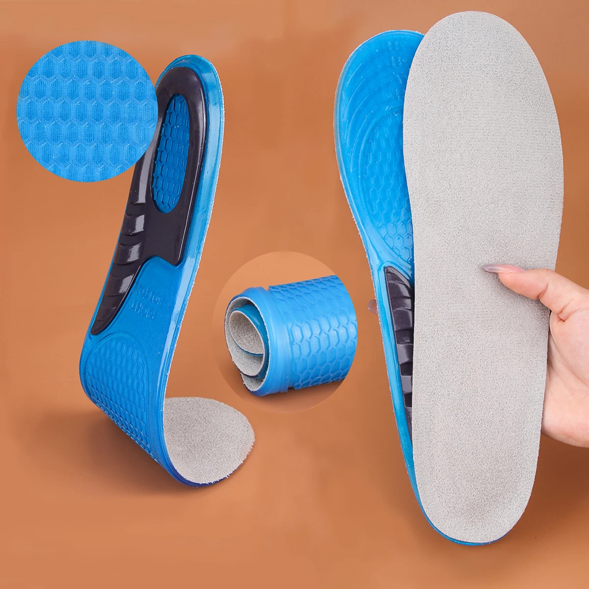 1Pair Silicone Reusable Honeycomb Non Slip Comfort Sports Insole Air Cushion Damping Shoe Pad Cushion Shoe Inserts for Men Women