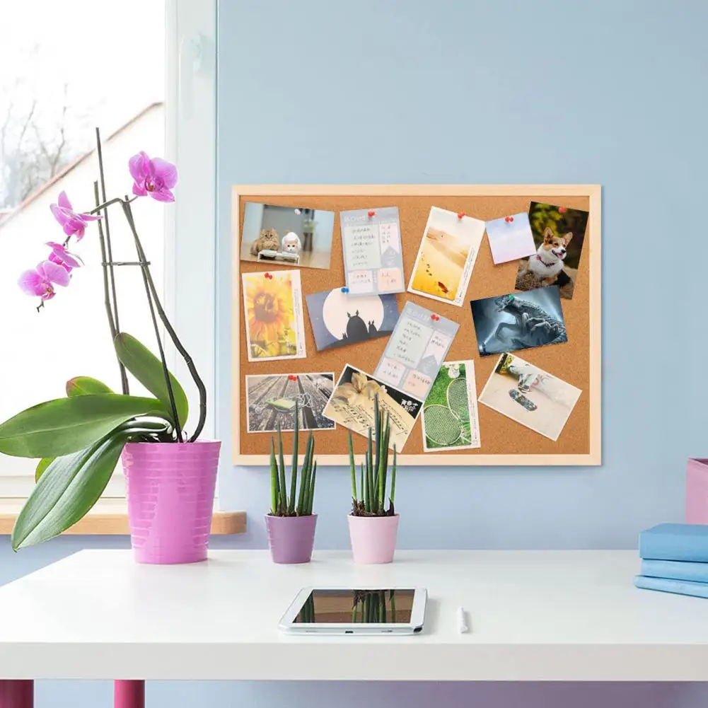 Wood Frame Cork Board Durable Cork Board with Wood Frame Wood Frame Cork Bulletin Board for Notes for Pictures for Office