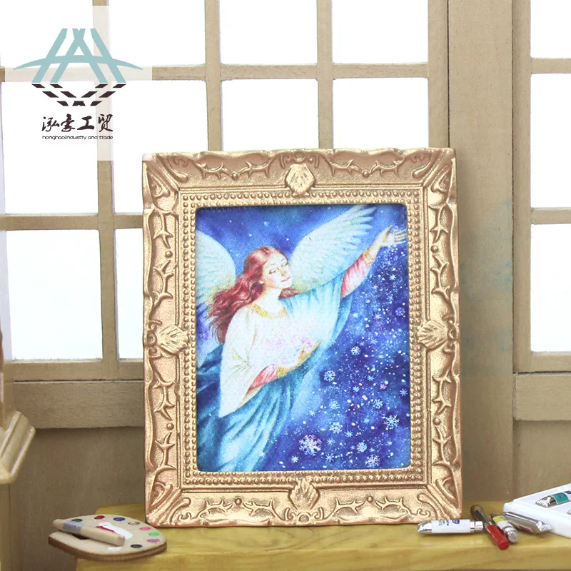 1:12 ドールハウスアクセサリー DIY ミニチュアモデルフィギュアクリエイティブ写真小道具シミュレーション大型壁掛け油絵