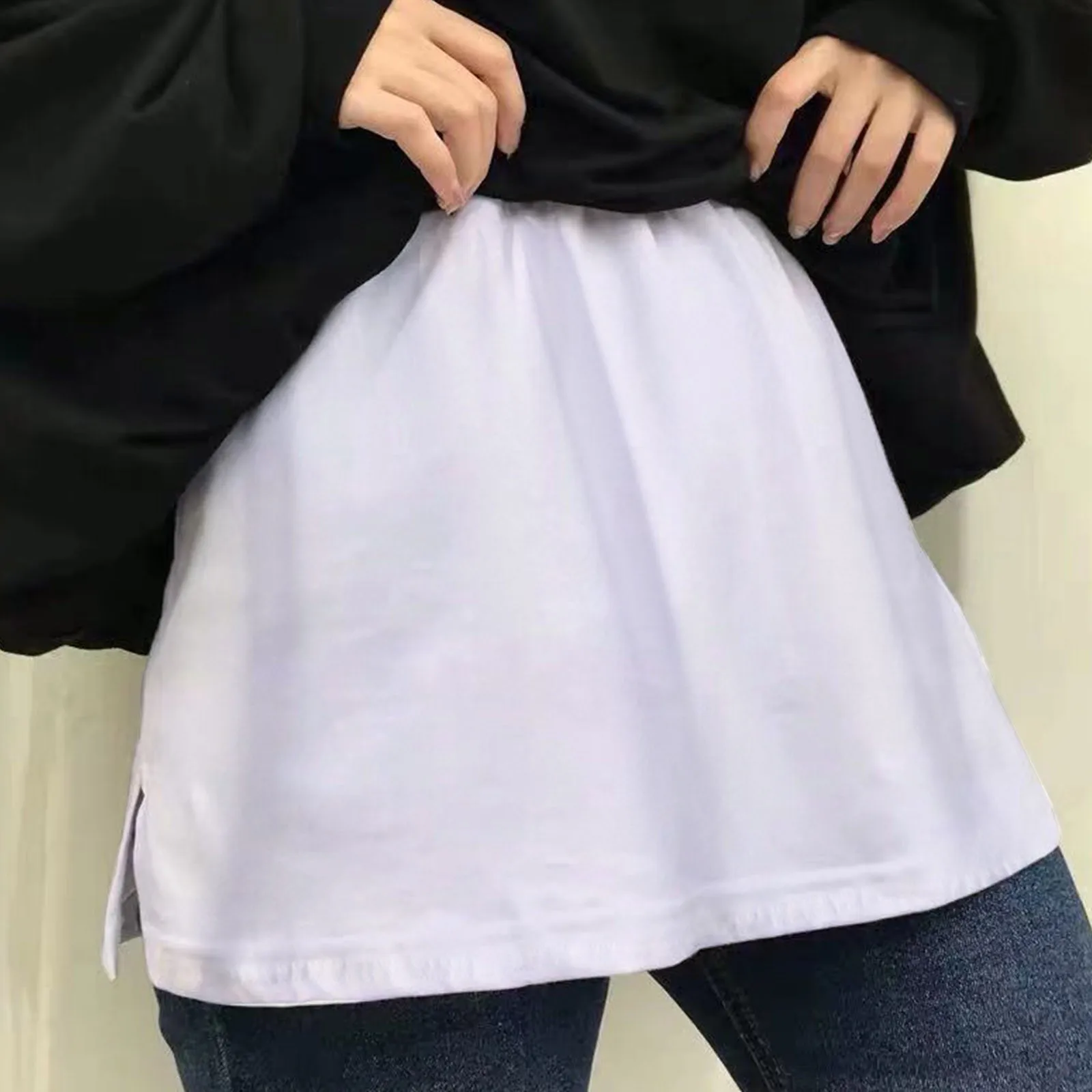 Skirt Women Cotton White Black Fake Shirt Tail Irregular Skirt False Blouse Tail Hem DIY Detachable A-Line Underskirt