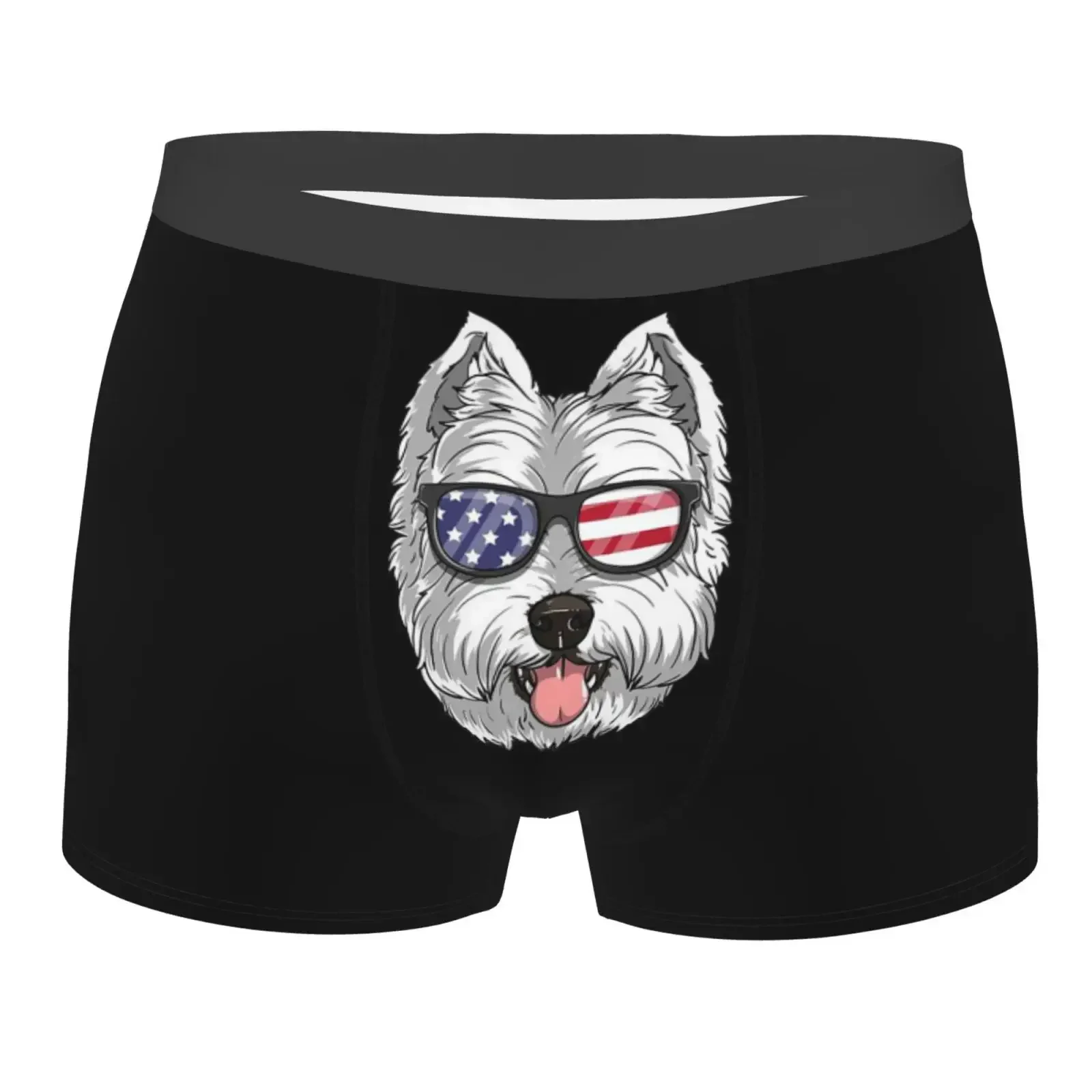 Westie Face American Flag Men Underwear Boxers Breathable Mens Boxershorts Men's Panties Underpants Man Boxers Briefs Trunks