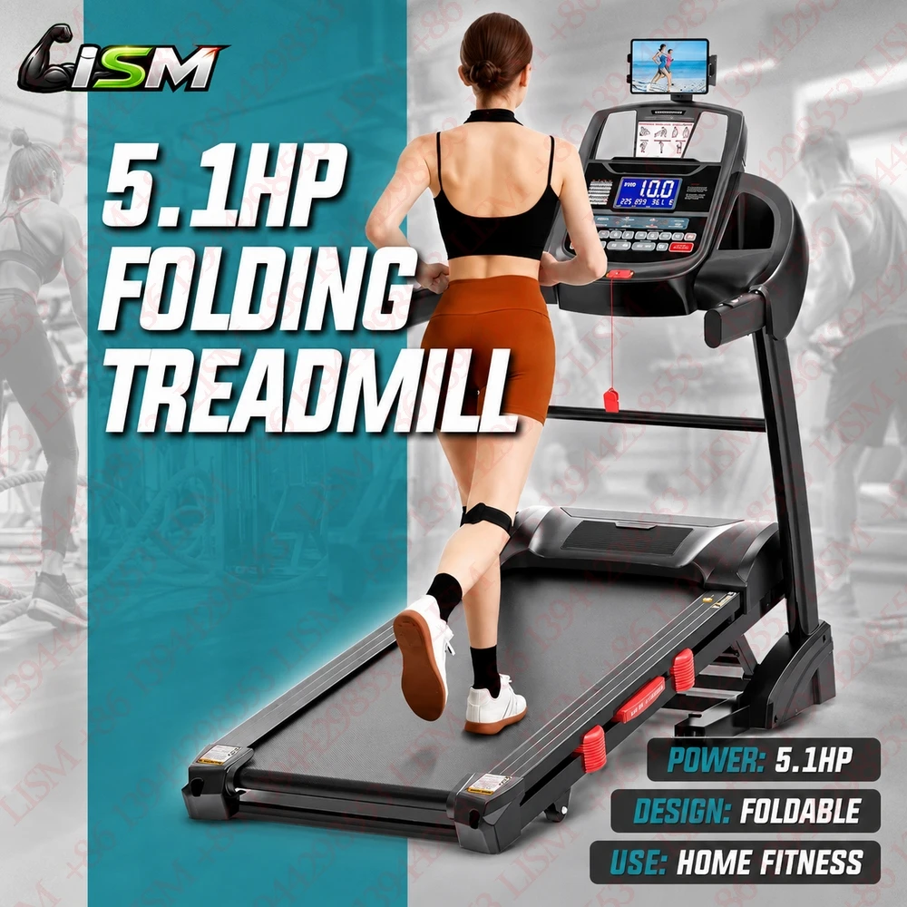 Caminadora Plegable de Alta Resistencia, 5.1 HP, Capacidad de 400 LB, Inclinación Automática del 20%, Máquina de Fitness para Caminar y Correr en Casa, con Ventilador