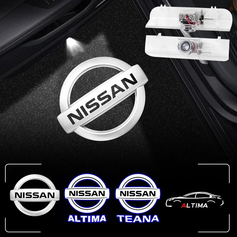 2 Luces LED de Bienvenida para Puerta de Coche con Logotipo, Lámpara LED para Nissan Teana, Altima, Coupé, Sedán, MAXIMA, AMADAR, TITAN, QUEST, Armada