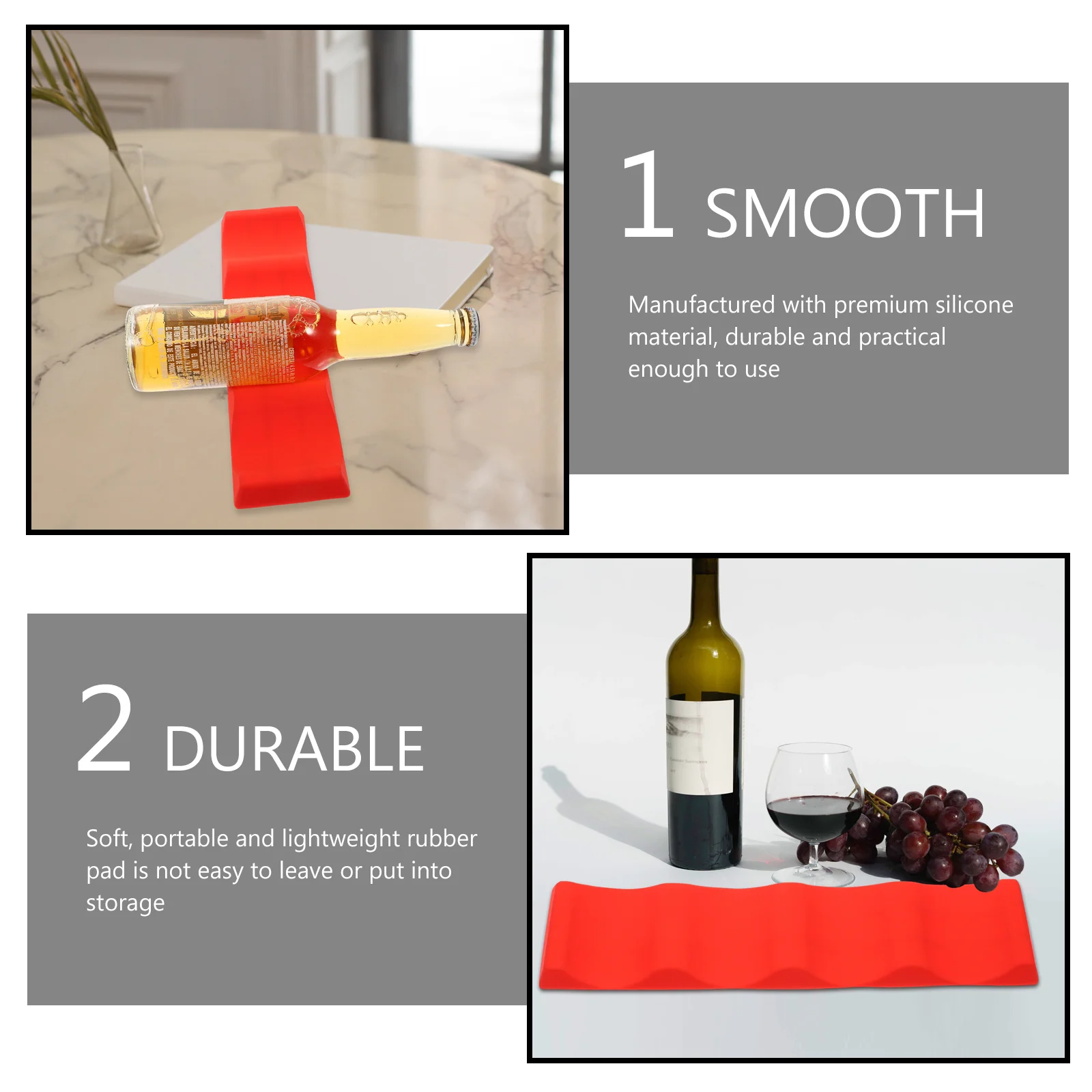 

2Pcs Silicone Wine Bottle Holder Folding Stackable Non-Slip Tray Creative Wine Rack Bar Party Home Storage Organizer