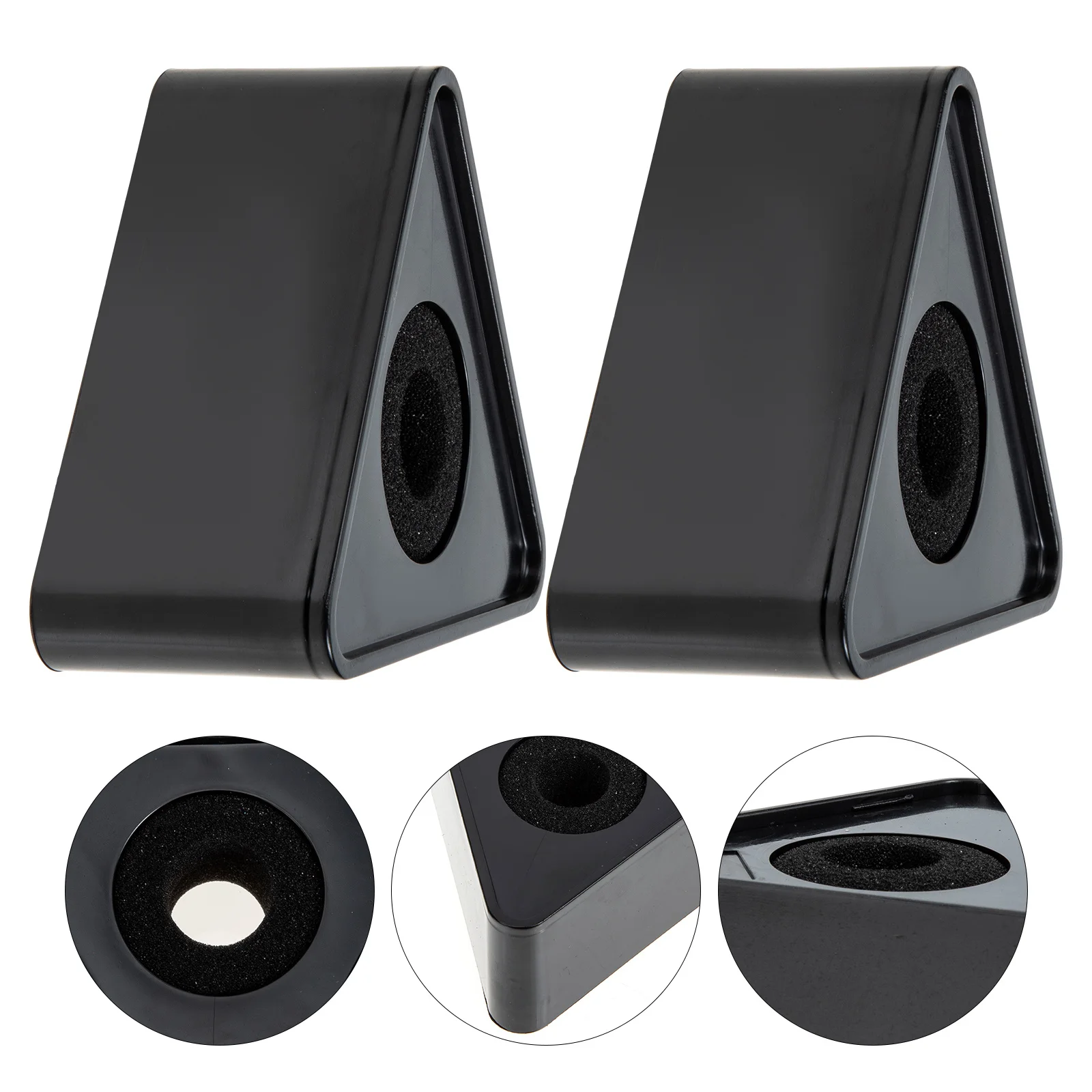 

2pcs Portable Triangle Shaped Microphone Logo Flag Black Abs Durable Mic Station Marker For Interview Outdoor Use