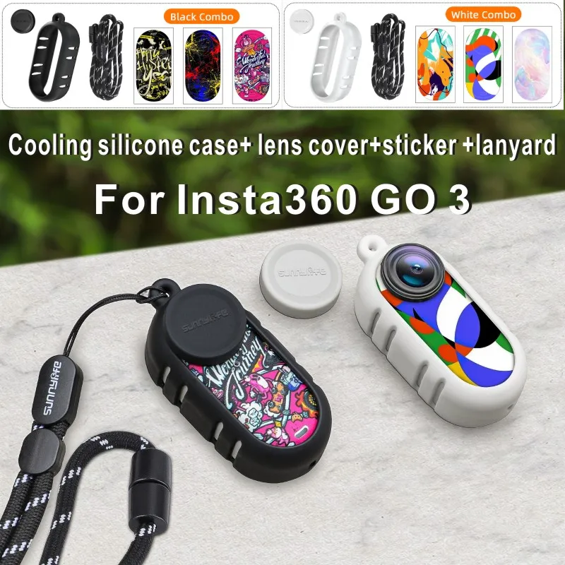 

For Insta360 GO3 thermal silicone sleeve, thumb camera sticker, lens cover protective case, lanyard