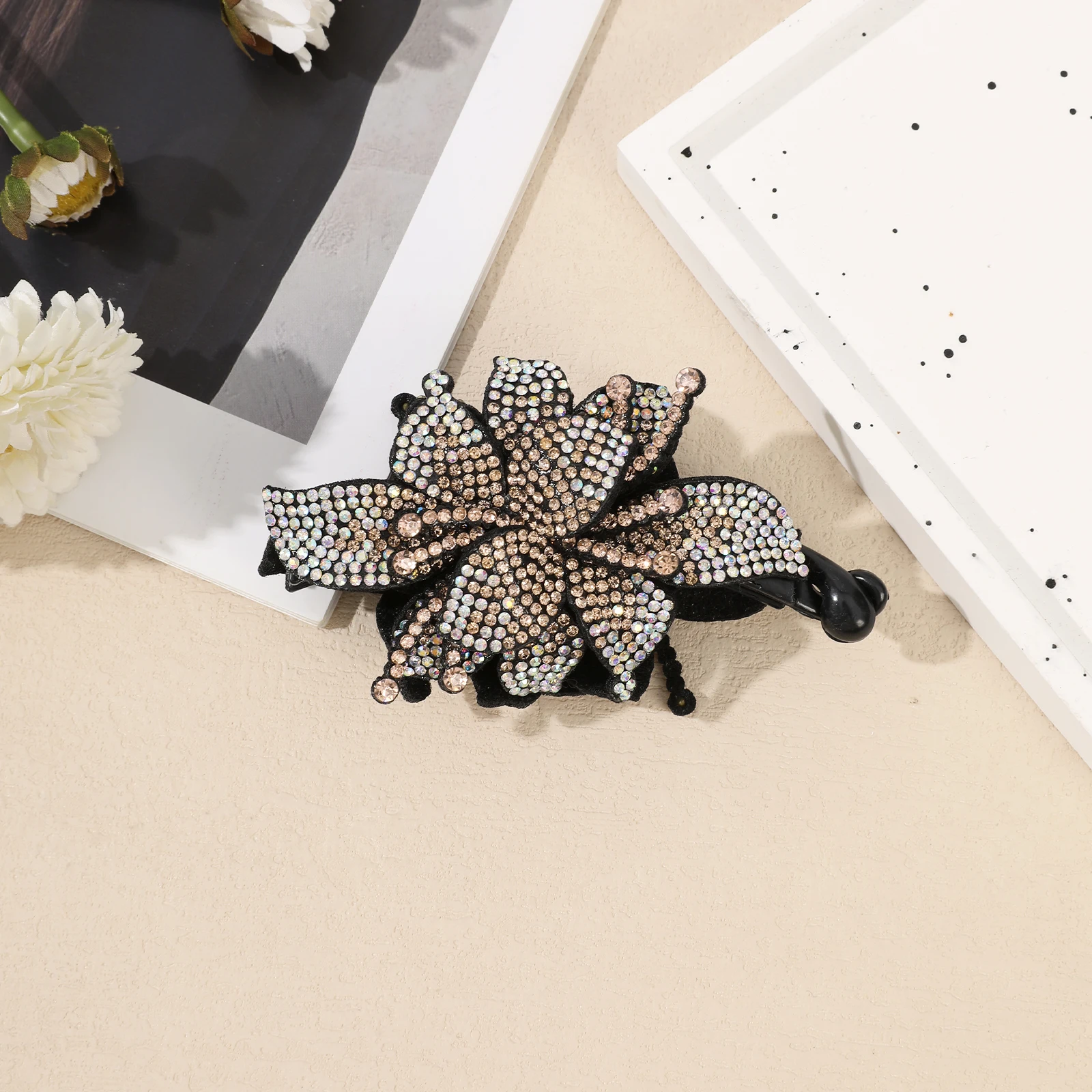 AWAYTR Rhinestone Flower Hair Clip Banana Clip Vintage Hair Clips for Women Girls Hairpin Hair Clips Hair Accessories - Image 6