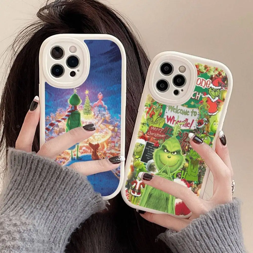C-Christmas G-Green M-Monsters Phone Case Hard Leather For iPhone 16 15 14 13 12 Mini 11 14 Pro Max Xs X Xr 7 8 Plus Fundas