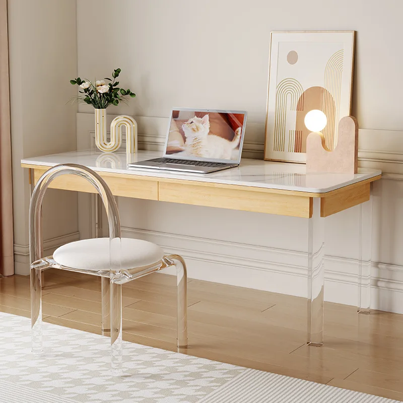 Italian Minimalist Floating Desk Nordic Creative Acrylic Living Room Rock Slab Bedroom Office Desk Home Furniture Mesa FYFD