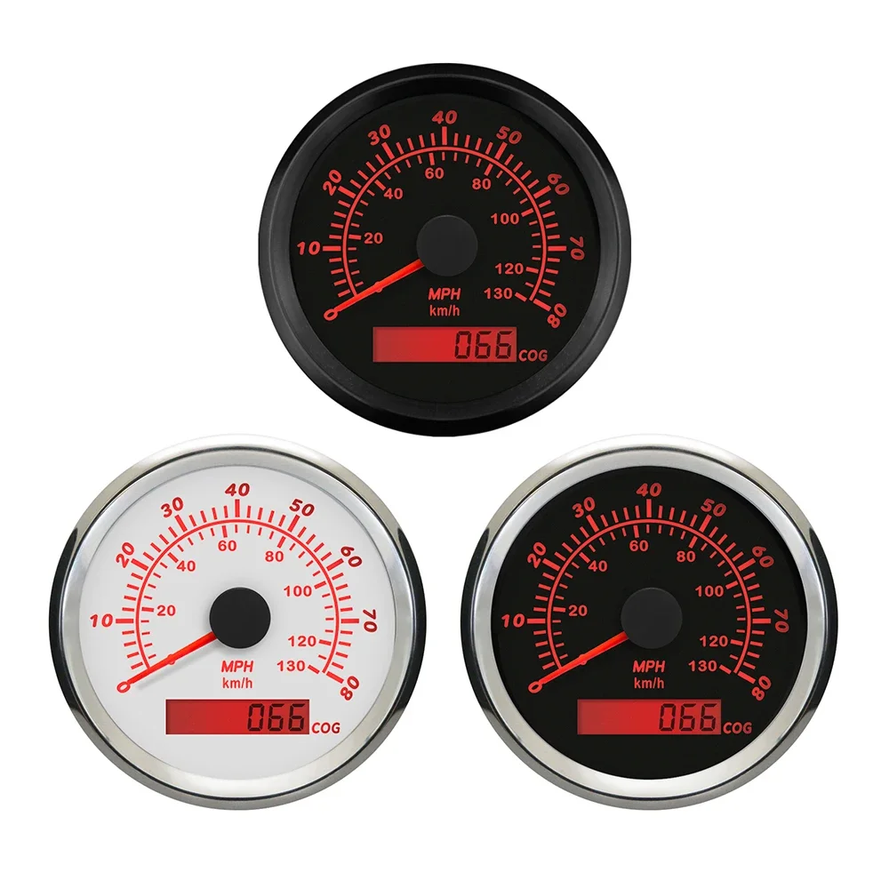 

ELING 85mm Waterproof Marine 0-35MPH 0-80MPH GPS Speedometer with Red Backlight GPS Antenna 12V 24V for Car Boat SUV Yacht