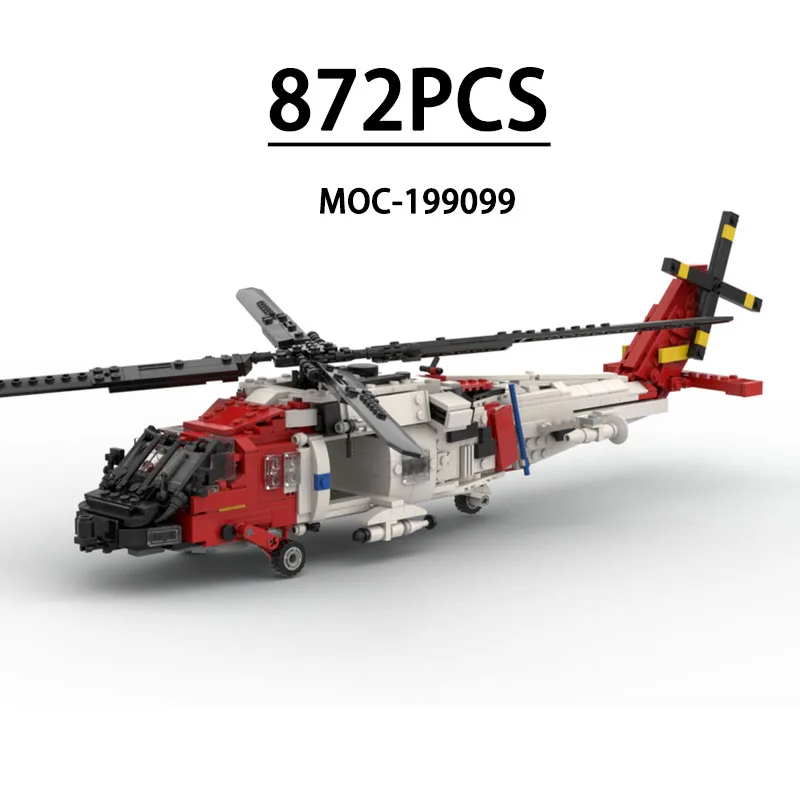 Aircraft MOC-199099 Rescue Helicopter SH-60 Model Airplane Building Block Toys 872 Parts Children's Toys Christmas Gifts