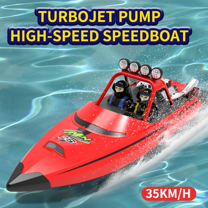 

RC Boats Electric Turbine Jet High-speed Boat Boy water racing toy Overrange warning protection speedboat Model compete in speed