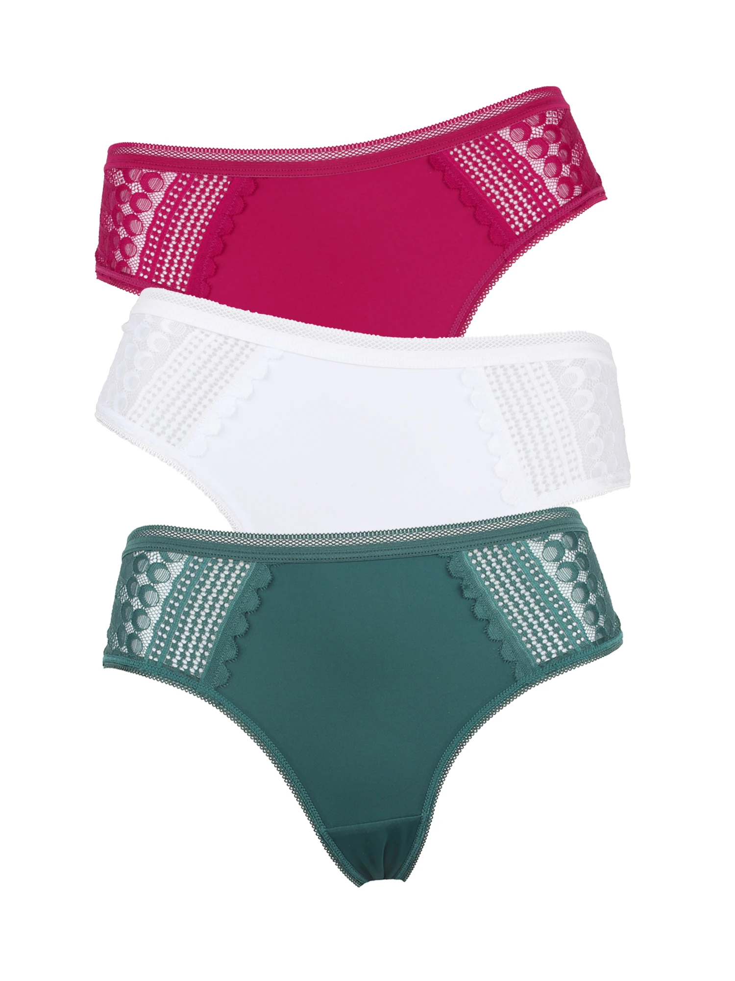 3 Pcs Christmas Gift For Girls Sexy Women\'s Lace Hipster Panty Low Rise Cheeky Half Cover Back Underwear