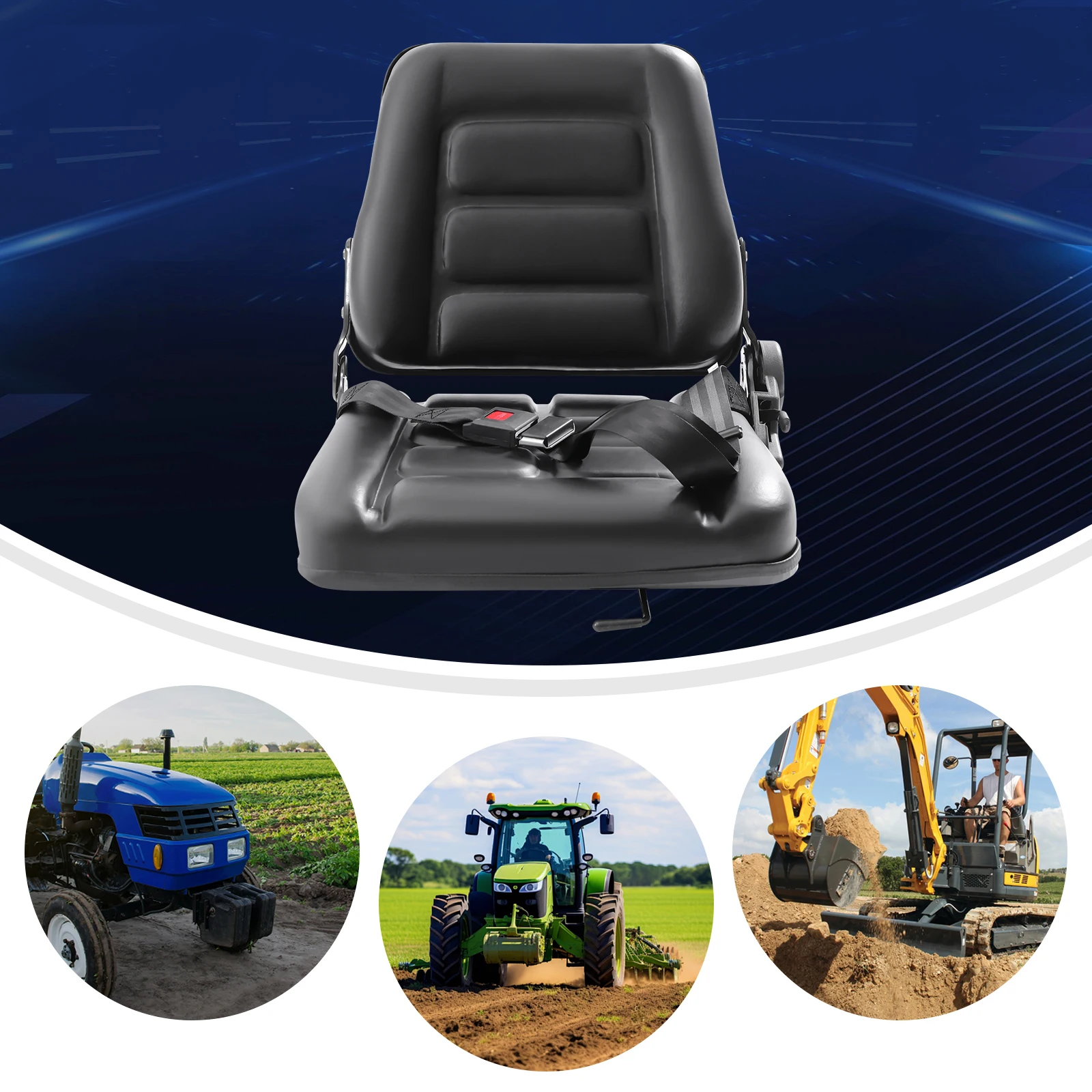 

NEW Universal Adjustable Forklift Seat with Safety Belt, Full Suspension Seat Replacement for Heavy Mechanical Seat Drivers Side