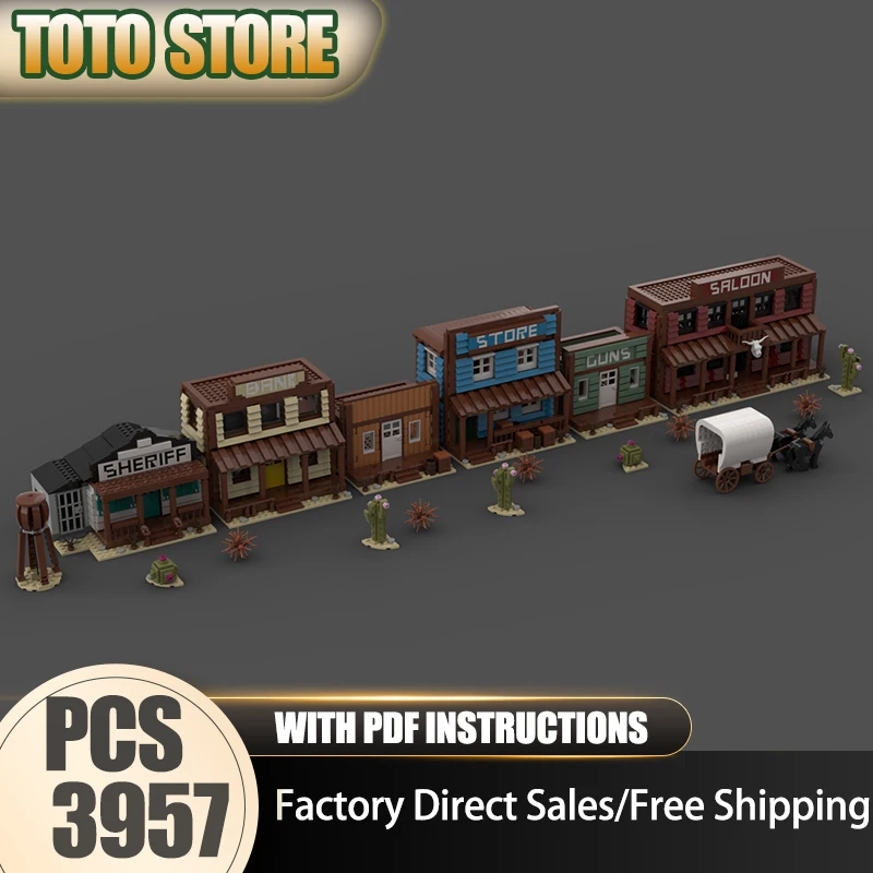 

Moc Building Bricks Western Town Model Technology City Street View Model Block Toy DIY Assembly Christmas Construstion Gifts