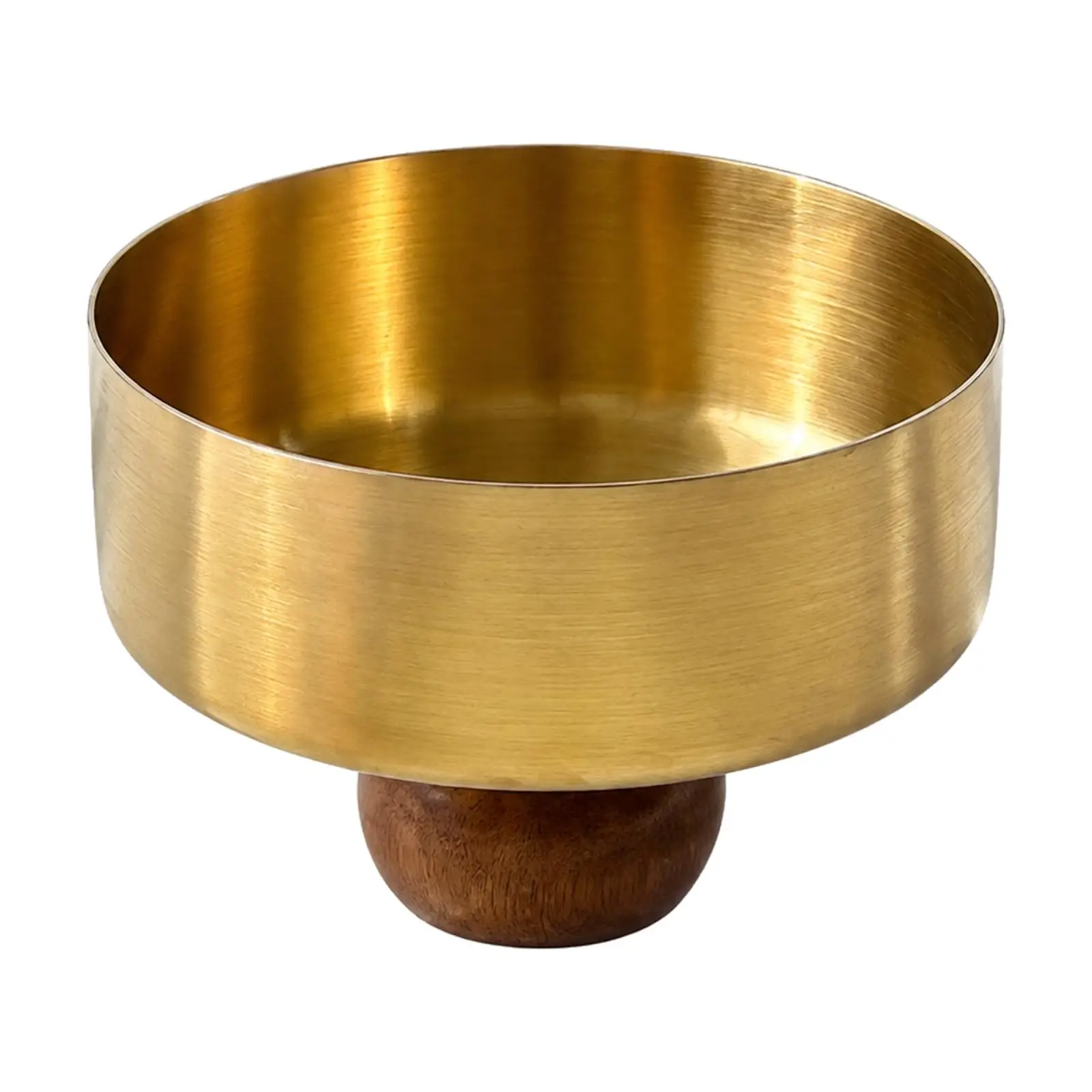 Low Profile Dessert Bowl with Wooden Pedestal for Sweets Fruit Snacks Modern Coffeehouse Style